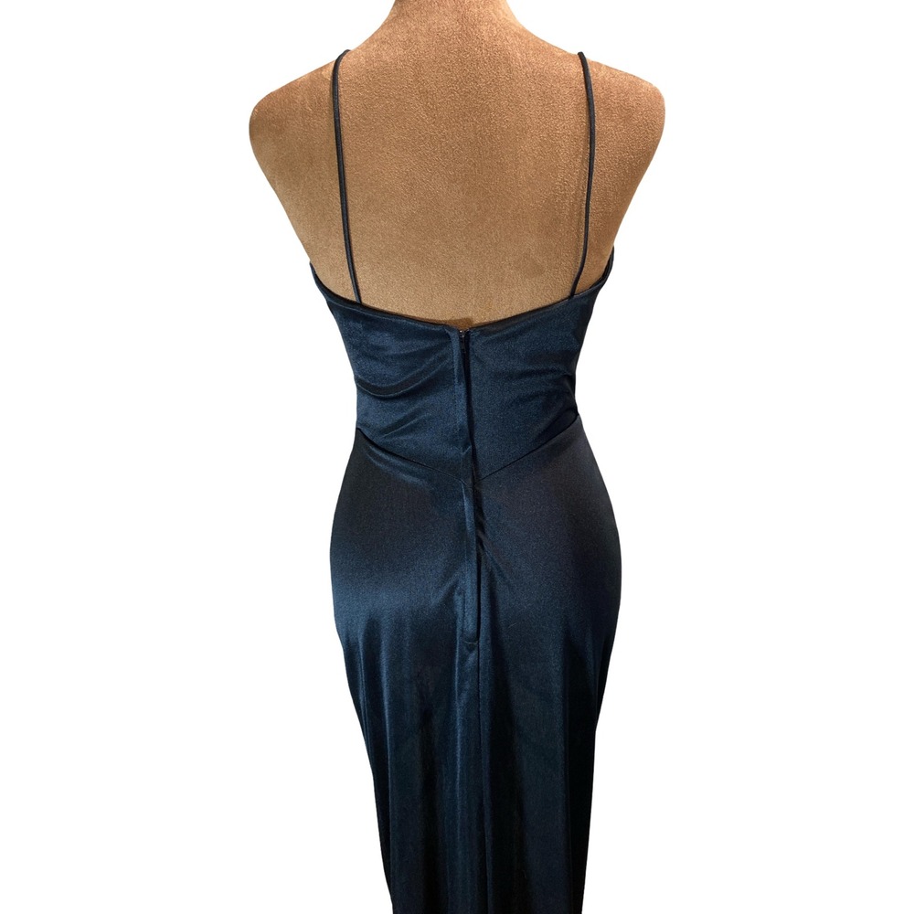 Fredericks of Hollywood Vintage Black Ruched Maxi Dress Rhinestone Brooch XS-S - Picture 5 of 15